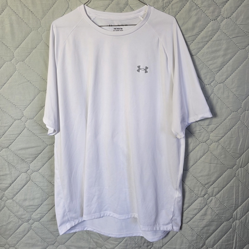 Under Armour Mens White Tech Tee Shirt Size XL Short Sleeve